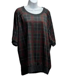 Lularoe Jane 3XL Womens Plaid Tunic Top Red & Black